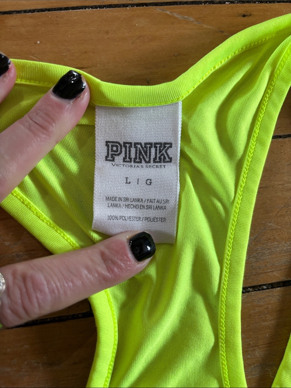 PINK Victoria's Secret Neon Yellow and White Racerback Tank - Picture 2 of 6
